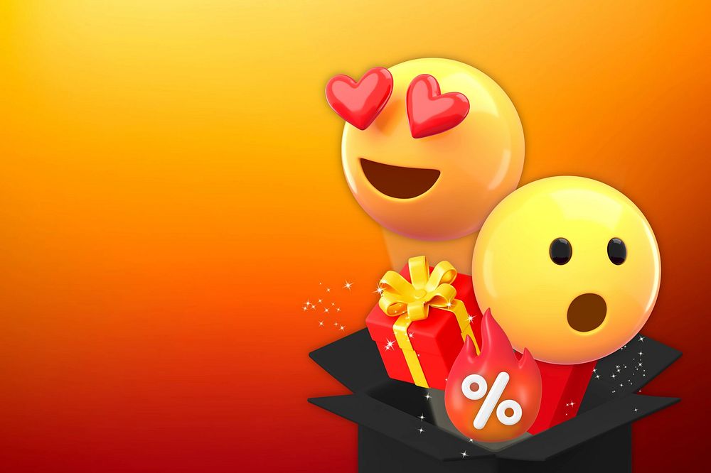 Shopping reward emoticons background orange gradient design