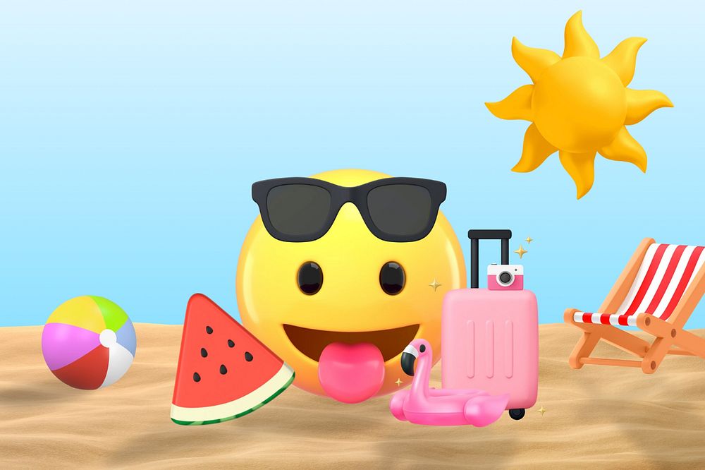 Summer holiday emoticon background cute 3D design