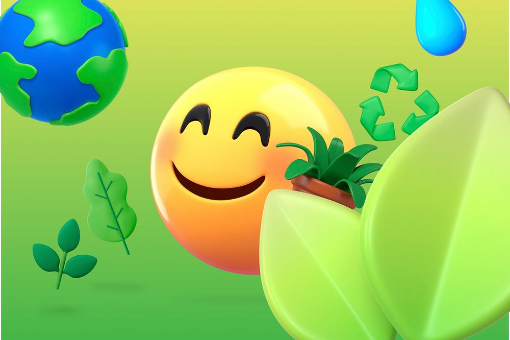 3D green environment emoticon illustration