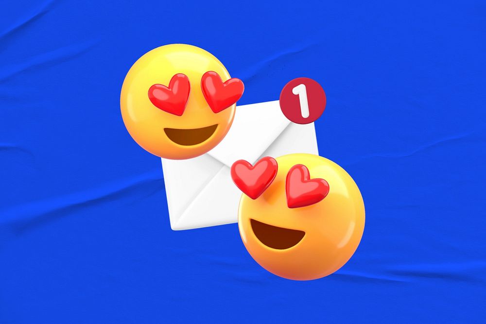 3D love message, message notification illustration