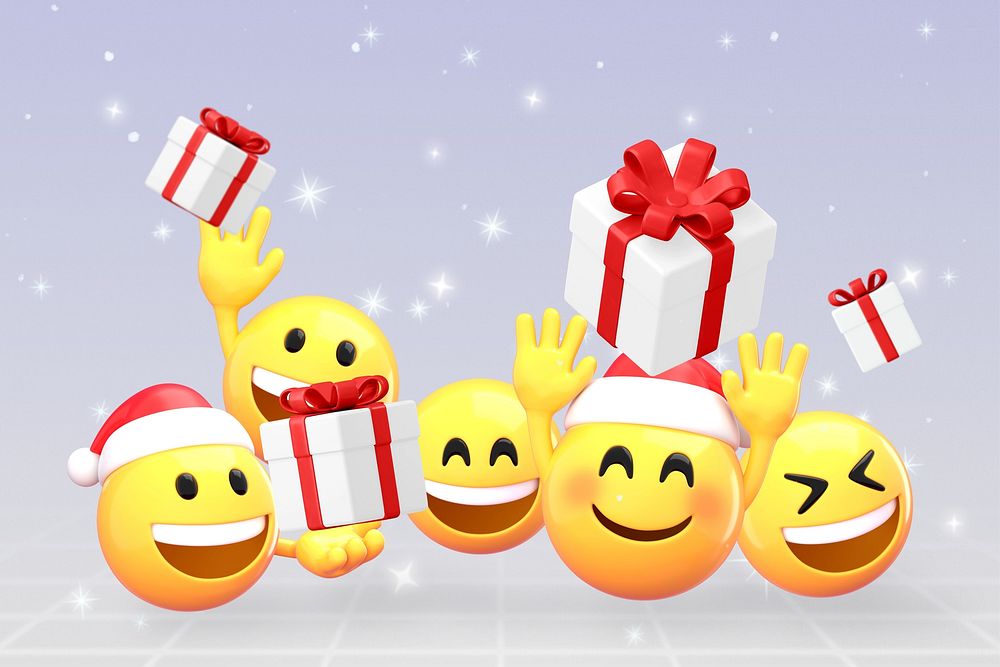 Christmas gifts background, 3D emoji design