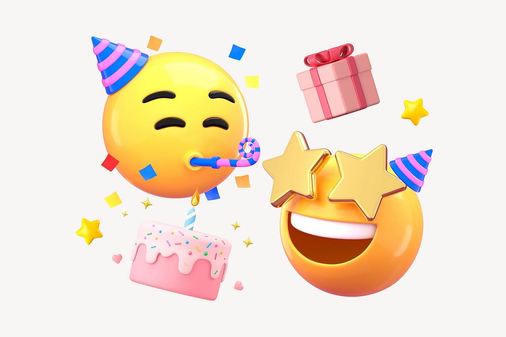 Birthday celebration 3D emoticon illustration graphic