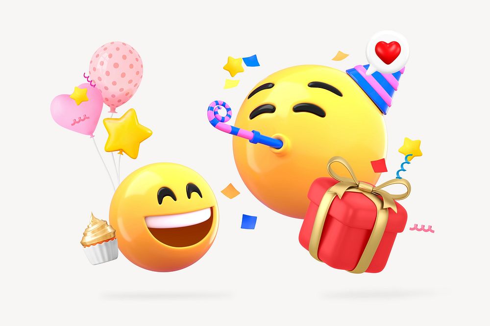 Birthday celebration 3D emoticon illustration graphic