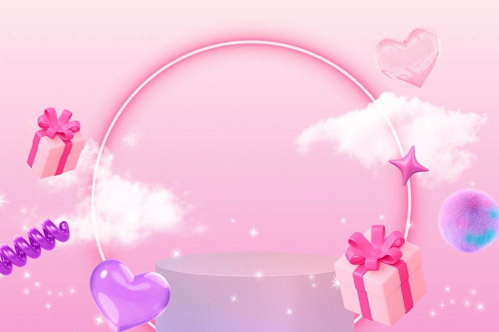 Valentine's Day product background, pink 3D design