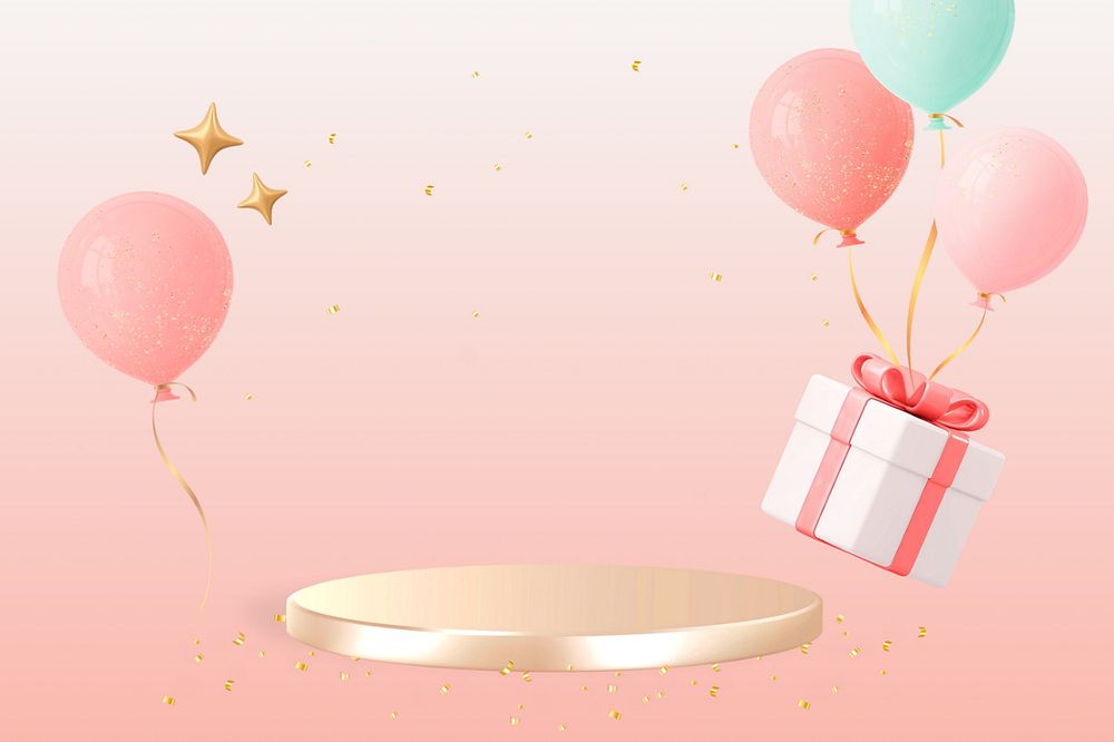 Birthday product podium background, pink design