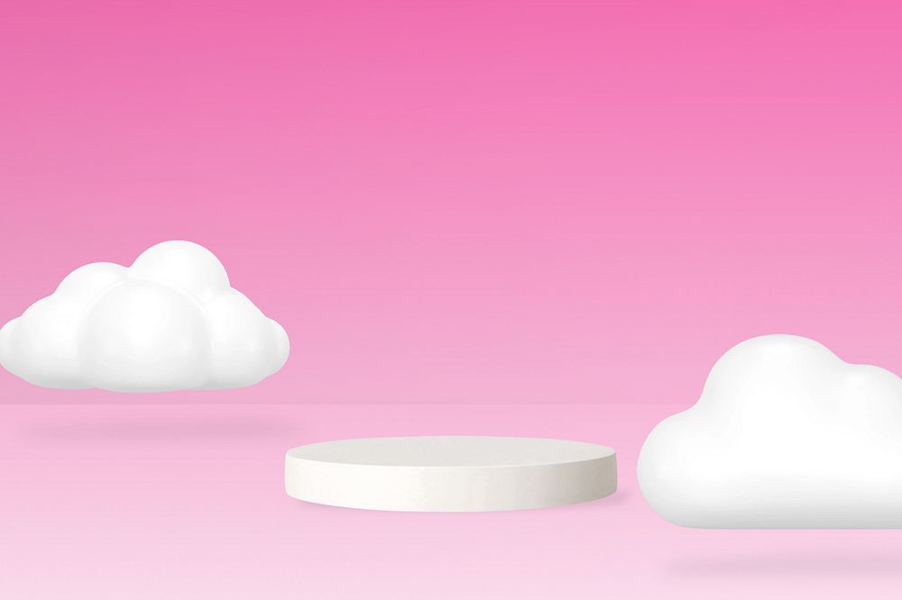 Pink product backdrop, 3D clouds design