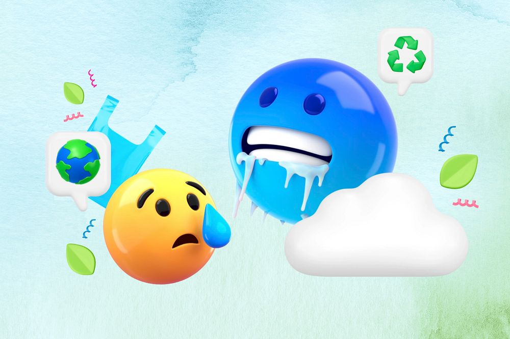 Climate change 3D emoticons illustration