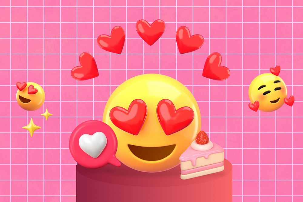 Dessert lover 3D emoticons, pink illustration
