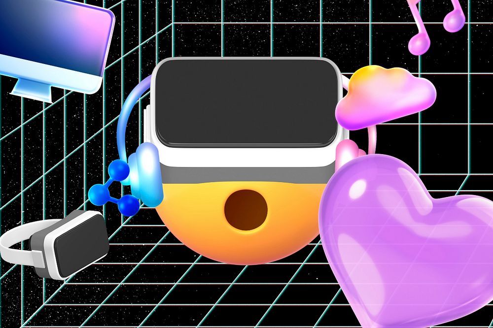 Emoticon wearing VR background, entertainment technology