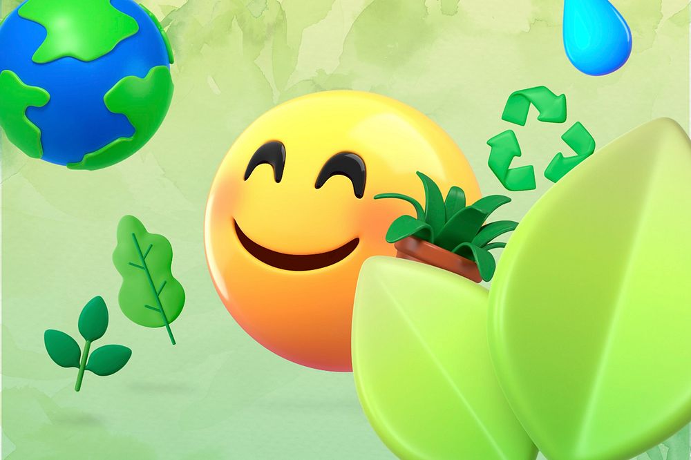 3D environment emoticon, green illustration