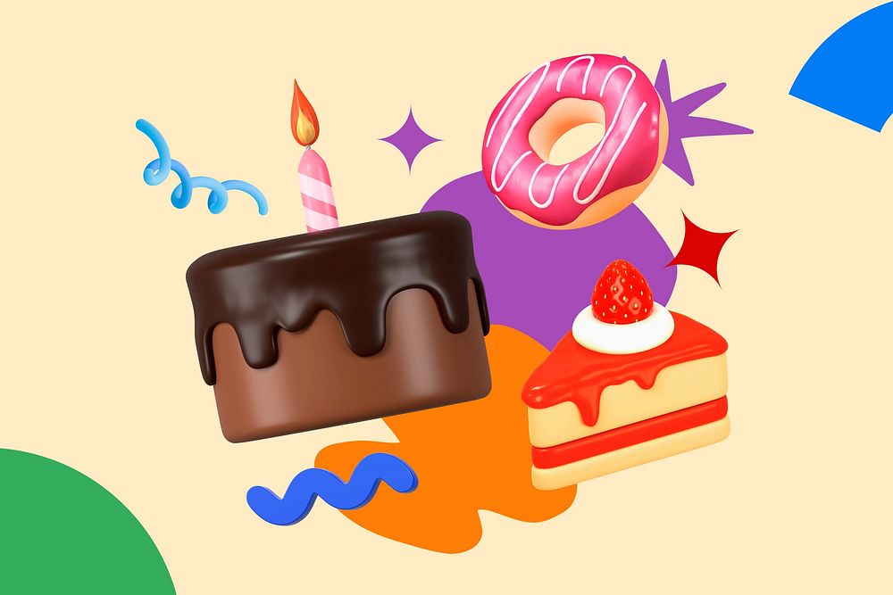 Birthday cake, fun remixed background