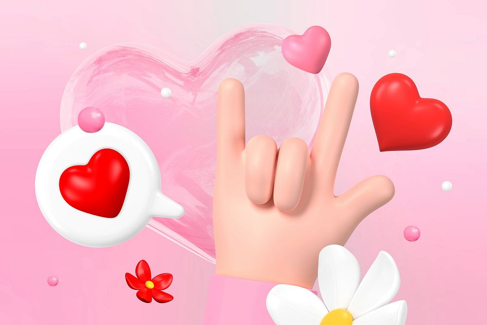 3D Valentine's Day, pink hearts illustration