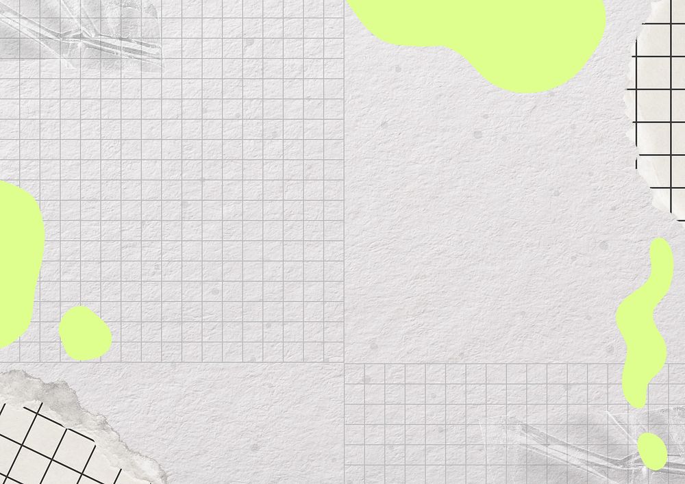 Abstract white grid background, neon green shapes