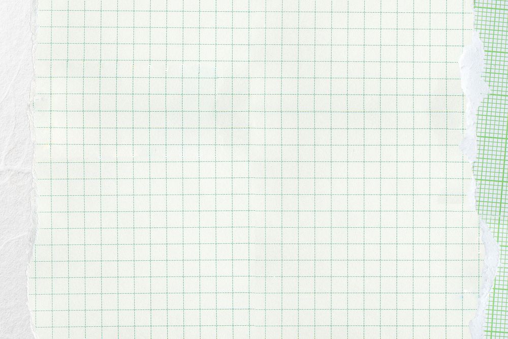 Pastel green grid background, ripped paper border