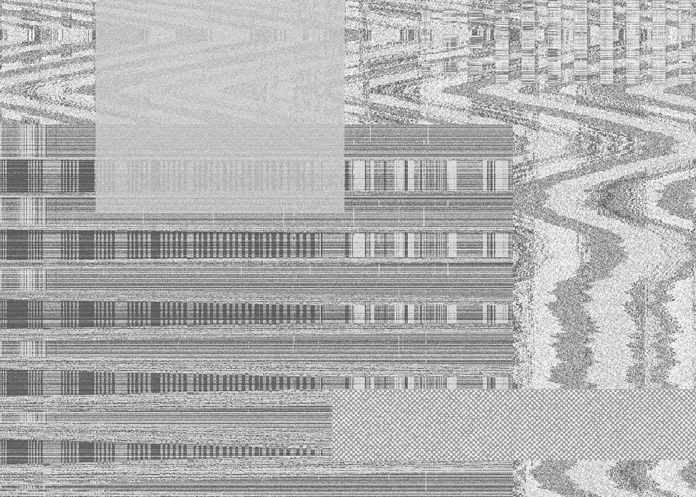 VHS glitch background, black and white design