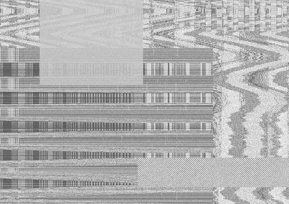 VHS glitch background, black and white design