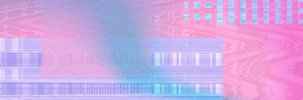 Pink VHS glitch background, colorful design