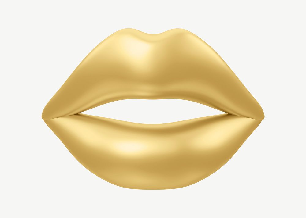 Gold woman's lips, 3D collage element psd