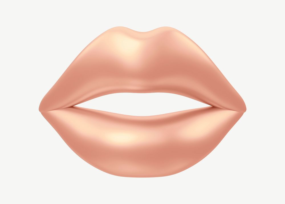 Rose gold woman's lips, 3D collage element psd