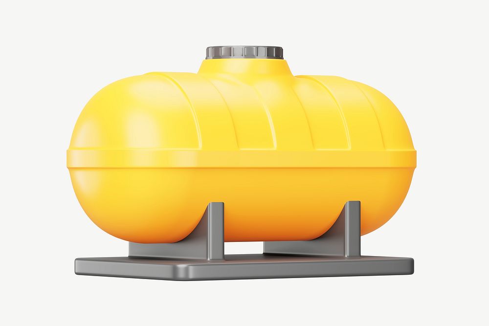 3D yellow water tank, collage element psd