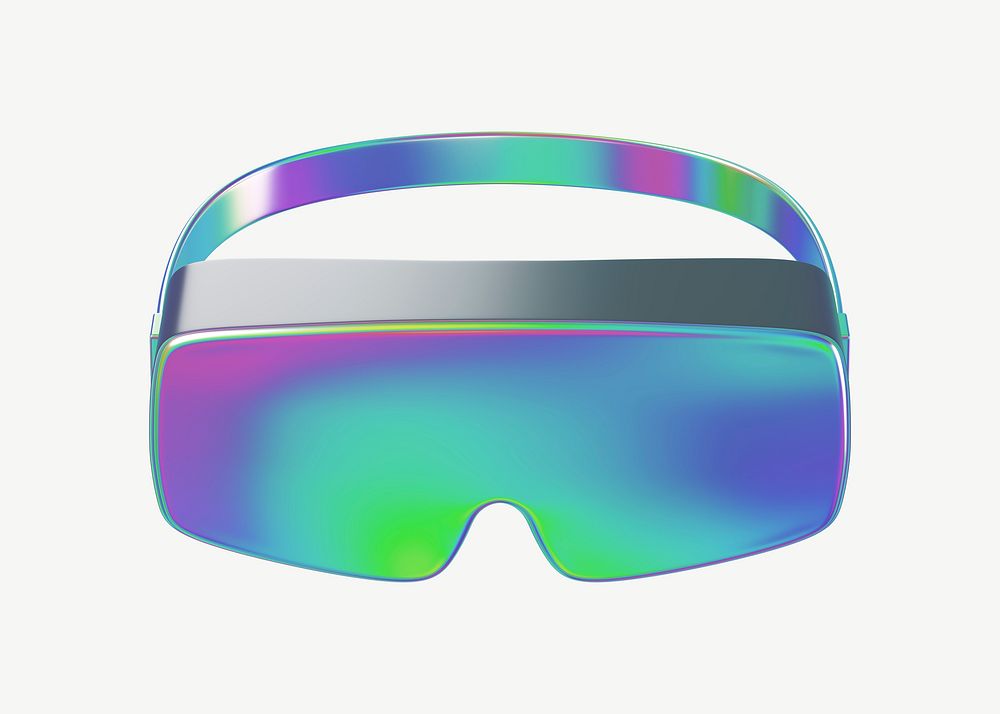 3D iridescent safety goggles, collage element psd
