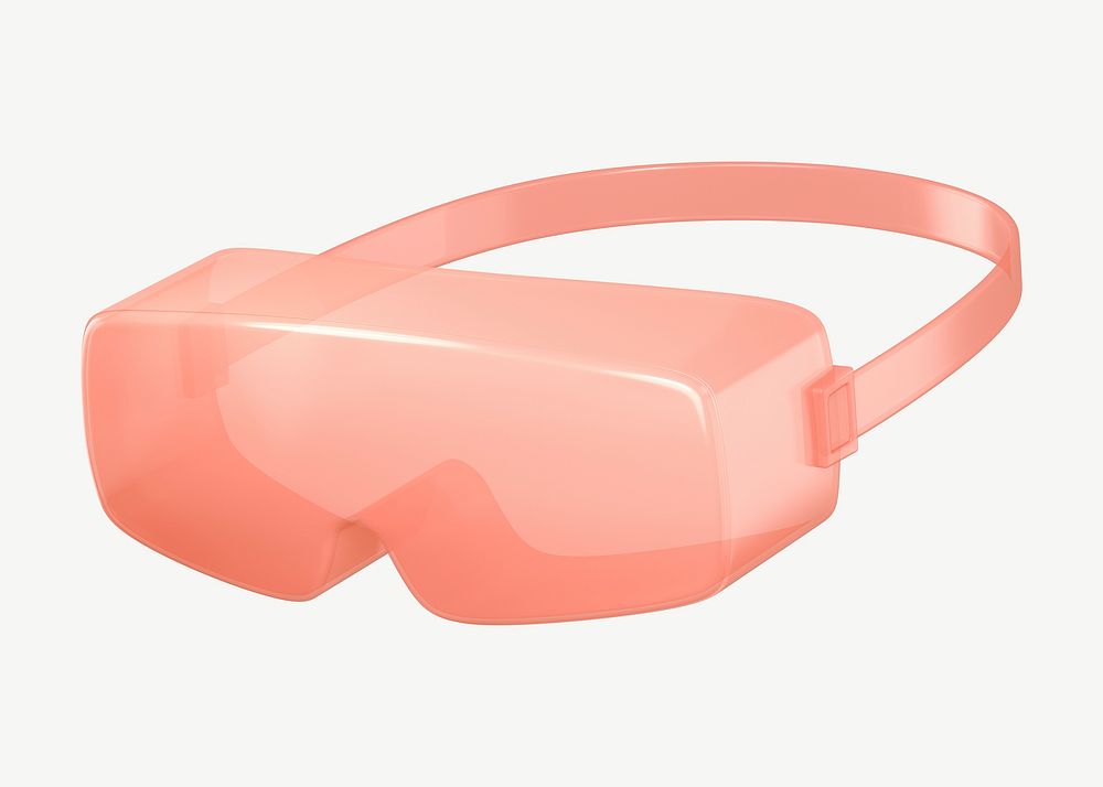 3D pink safety goggles, collage element psd