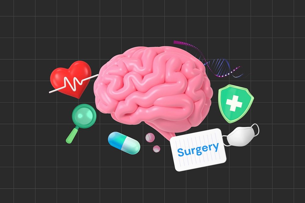 Surgery, healthcare word element, 3D collage remix design