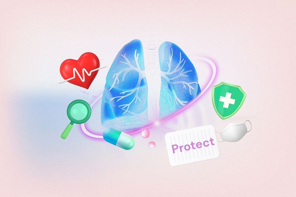Protect your health word element, 3D collage remix design