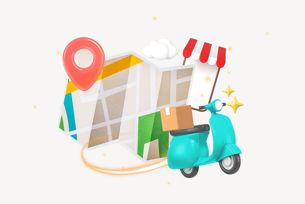 Delivery tracking app, 3D collage remix design