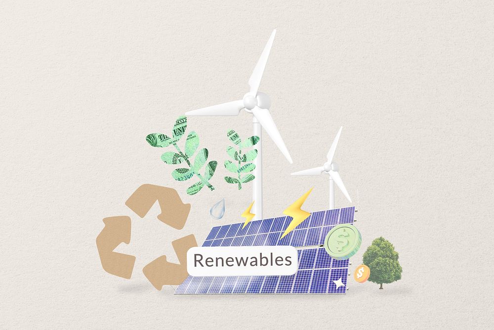 Renewables word, environment remix
