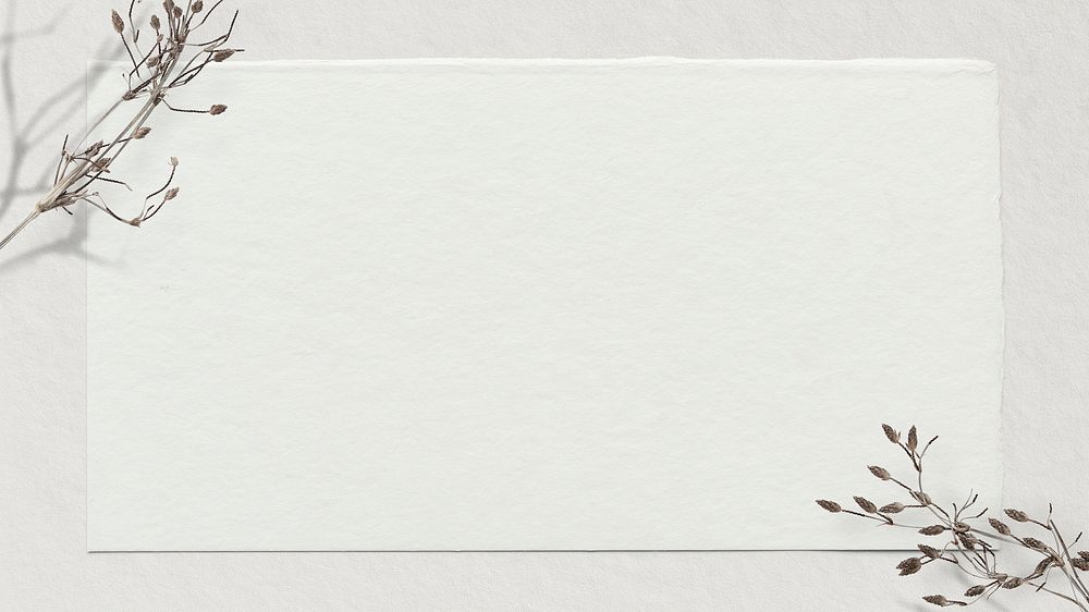 Off-white paper desktop wallpaper, dry flower border