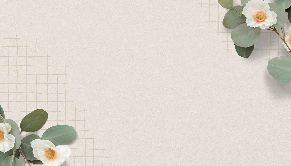 Floral border, beige background