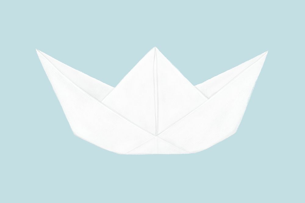 White boat origami collage element psd