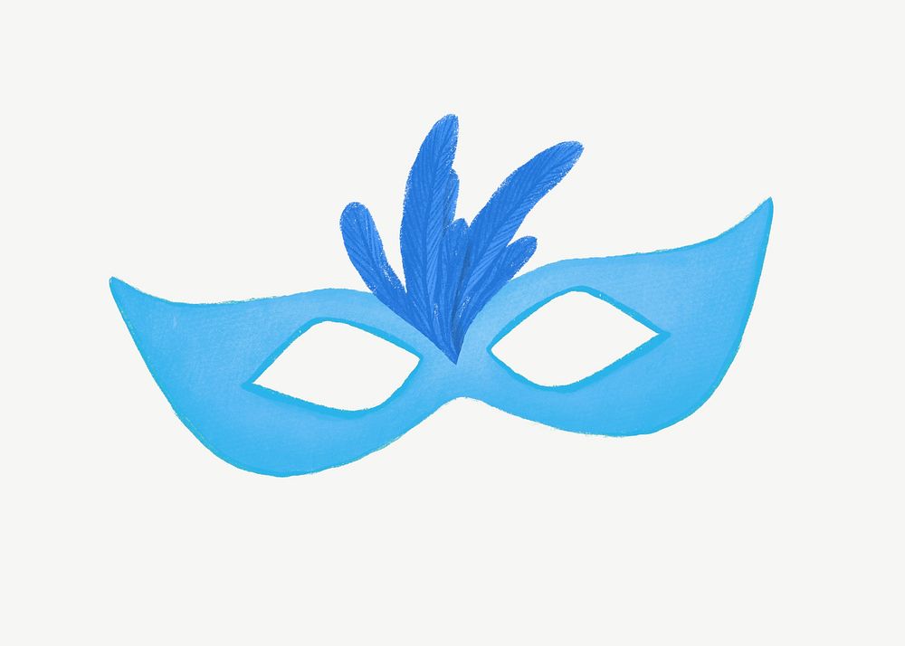 Blue masquerade mask collage element psd