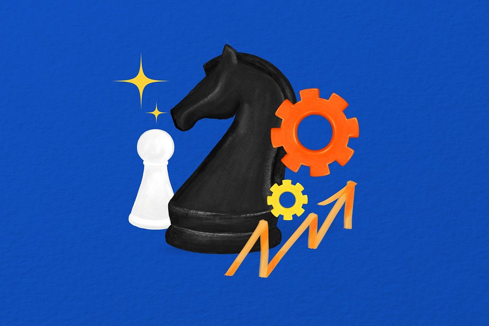 Knight chess piece, business strategy remix