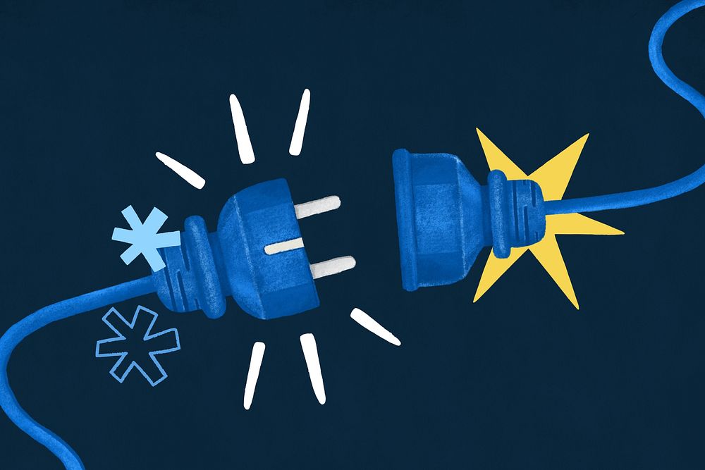 Blue electrical plugs illustration