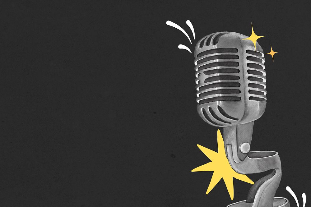 Retro microphone background, standup comedy remix