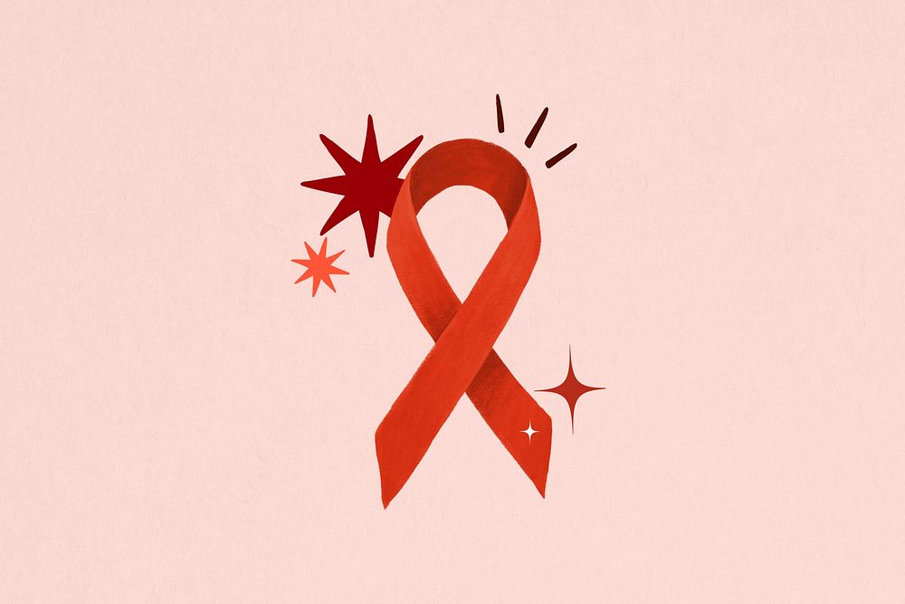 Red ribbon, HIV/AIDS awareness illustration