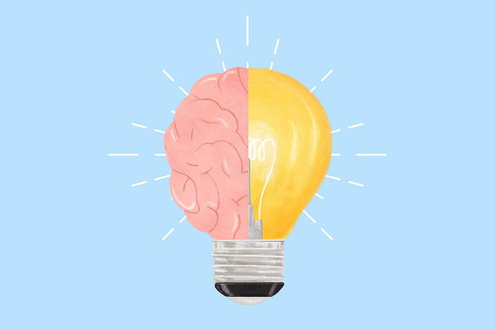 Light bulb brain, creative ideas remix