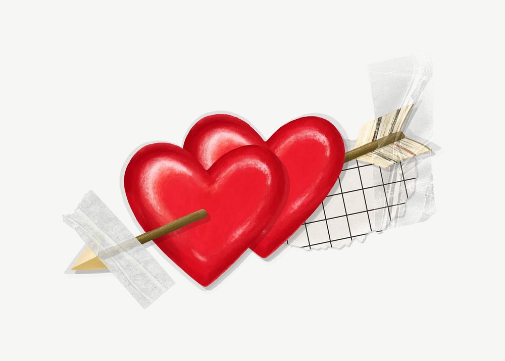 Arrow through heart, Valentine's Day remix psd