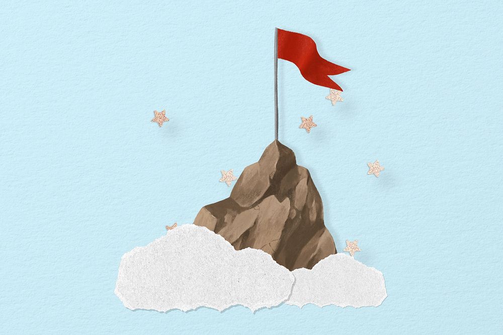 Mountain top flag, adventure tourism | Free Photo - rawpixel