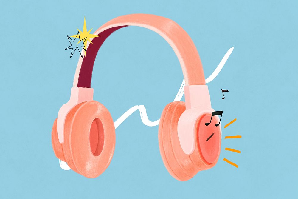 Music lover headphones, hobby illustration