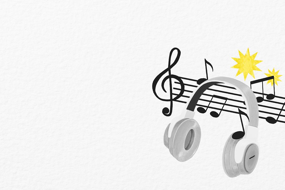 Music lover headphones background, hobby illustration