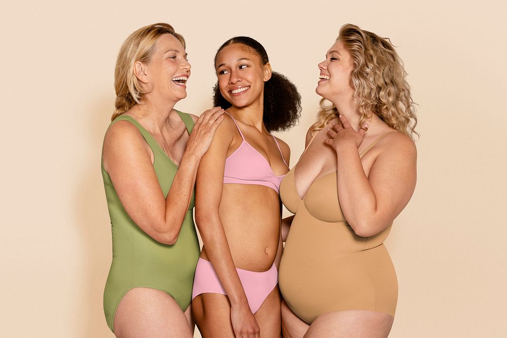 Body positivity underwear mockup, women's lingerie and shapewear psd