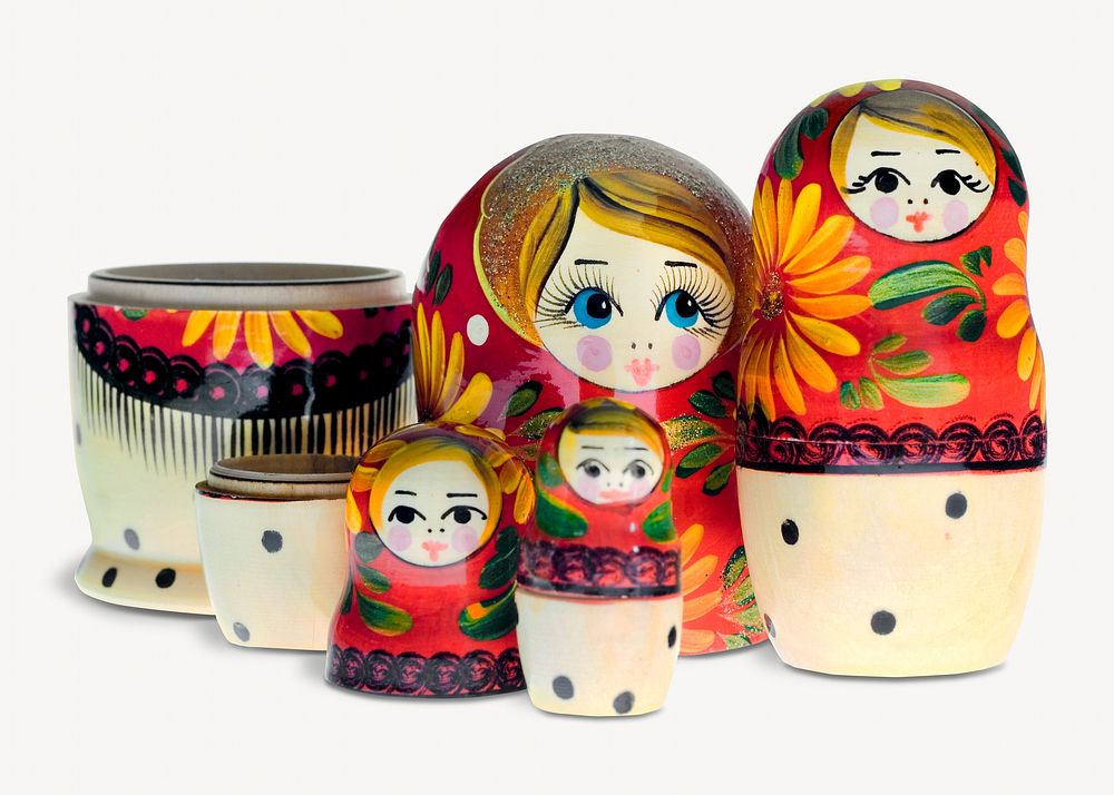 Stacking dolls, isolated object on white