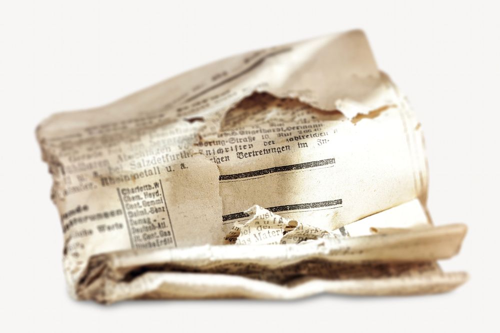 Old newspaper, isolated object on white