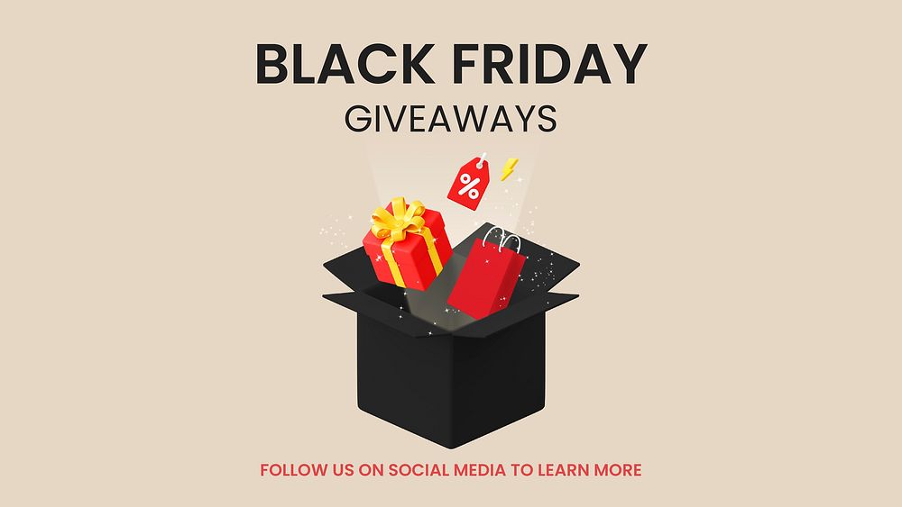 Black Friday blog banner template, giveaways small business vector