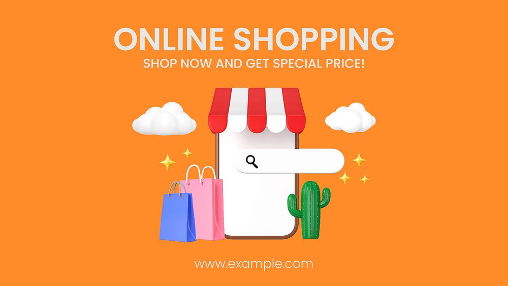 Online shopping blog banner template, special offer vector