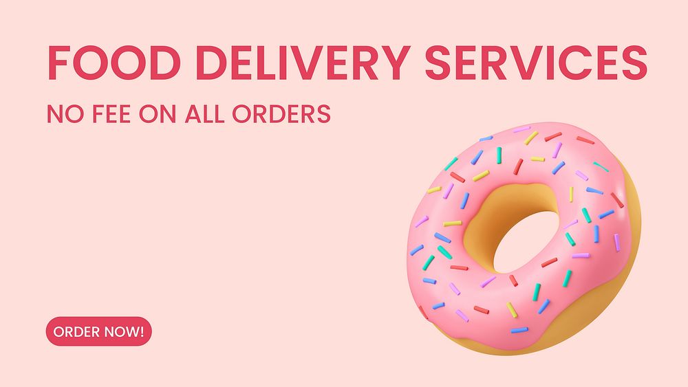 Food delivery blog banner template, small business, pink design vector