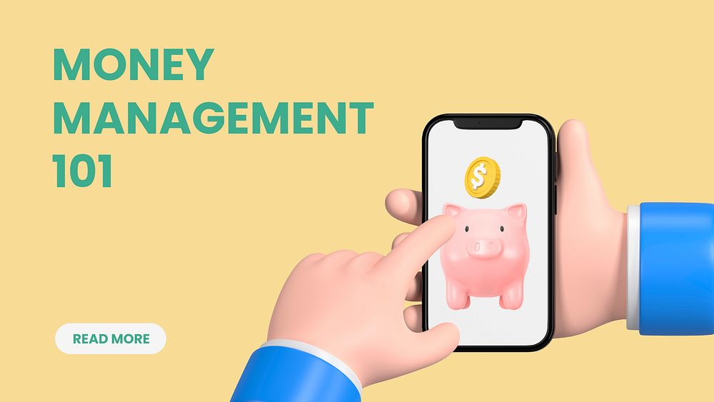 Money management blog banner template, editable 3D design vector